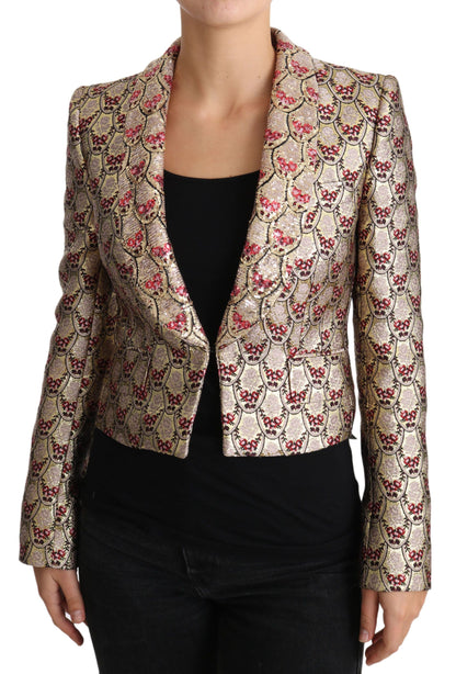 Dolce &amp; Gabbana Glittering Gold Floral Sequined Blazer Jacket