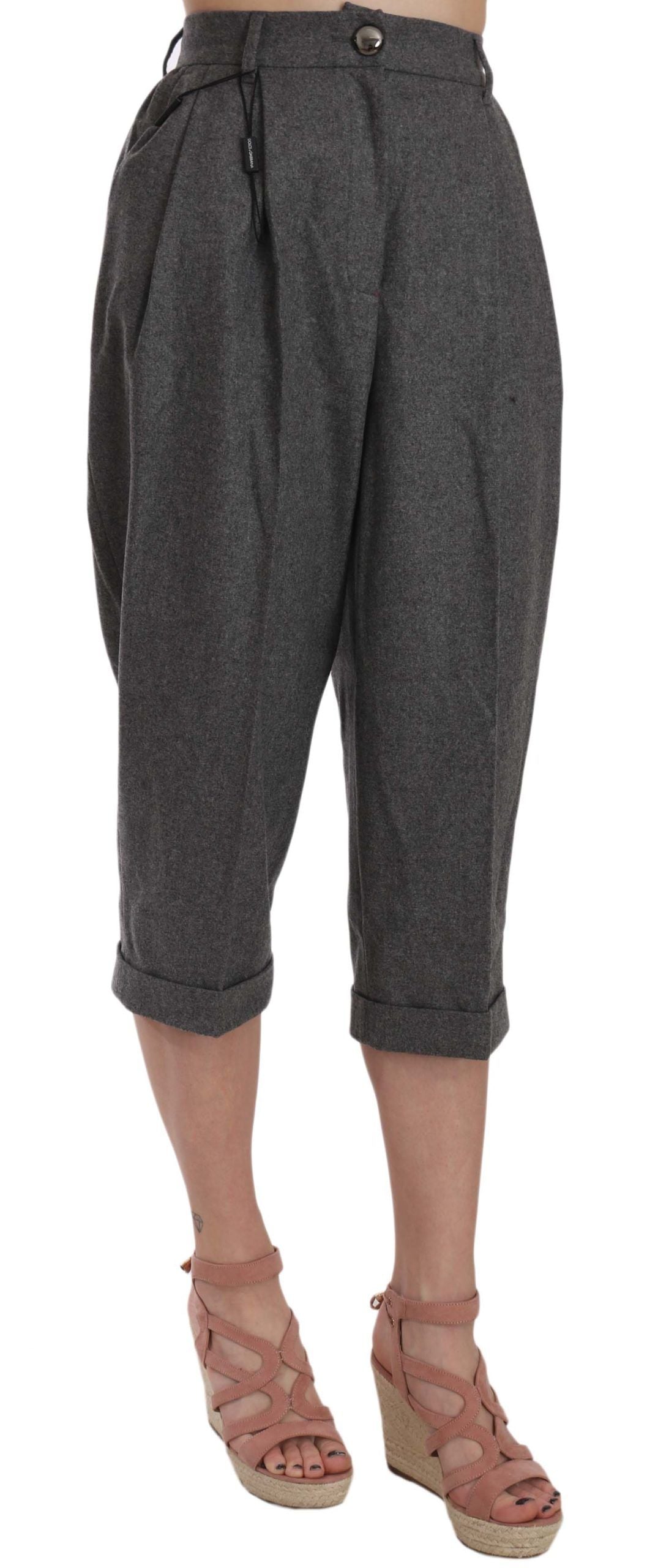 Dolce &amp; Gabbana Elegant Gray Wool-Cashmere Pleated Trousers