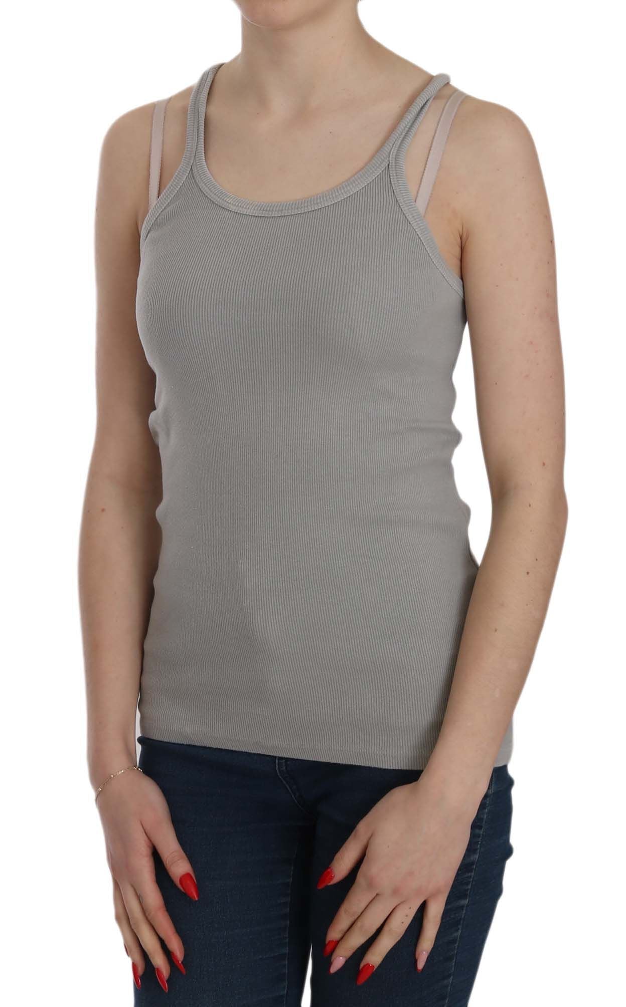 PINK MEMORIES Elegant Sleeveless Gray Cotton Blouse