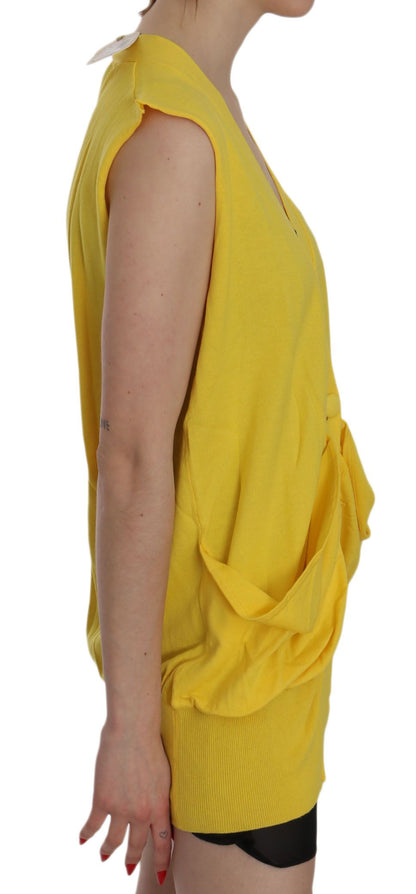 PINK MEMORIES Elegant Yellow Sleeveless Cotton Vest