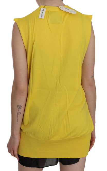 PINK MEMORIES Elegant Yellow Sleeveless Cotton Vest