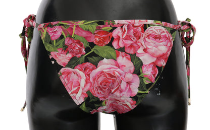 Dolce &amp; Gabbana Elegant Rose Pattern Bikini Bottom