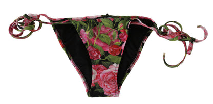 Dolce &amp; Gabbana Elegant Rose Pattern Bikini Bottom