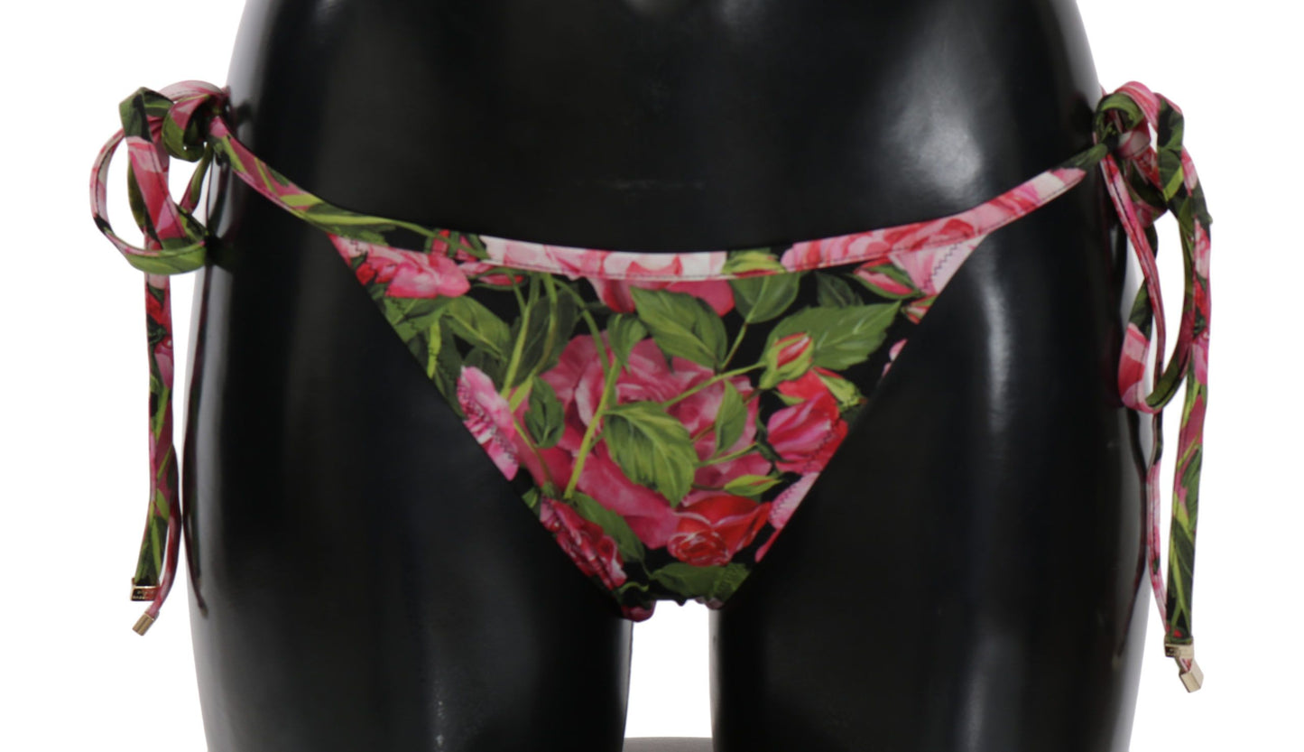 Dolce &amp; Gabbana Elegant Rose Pattern Bikini Bottom