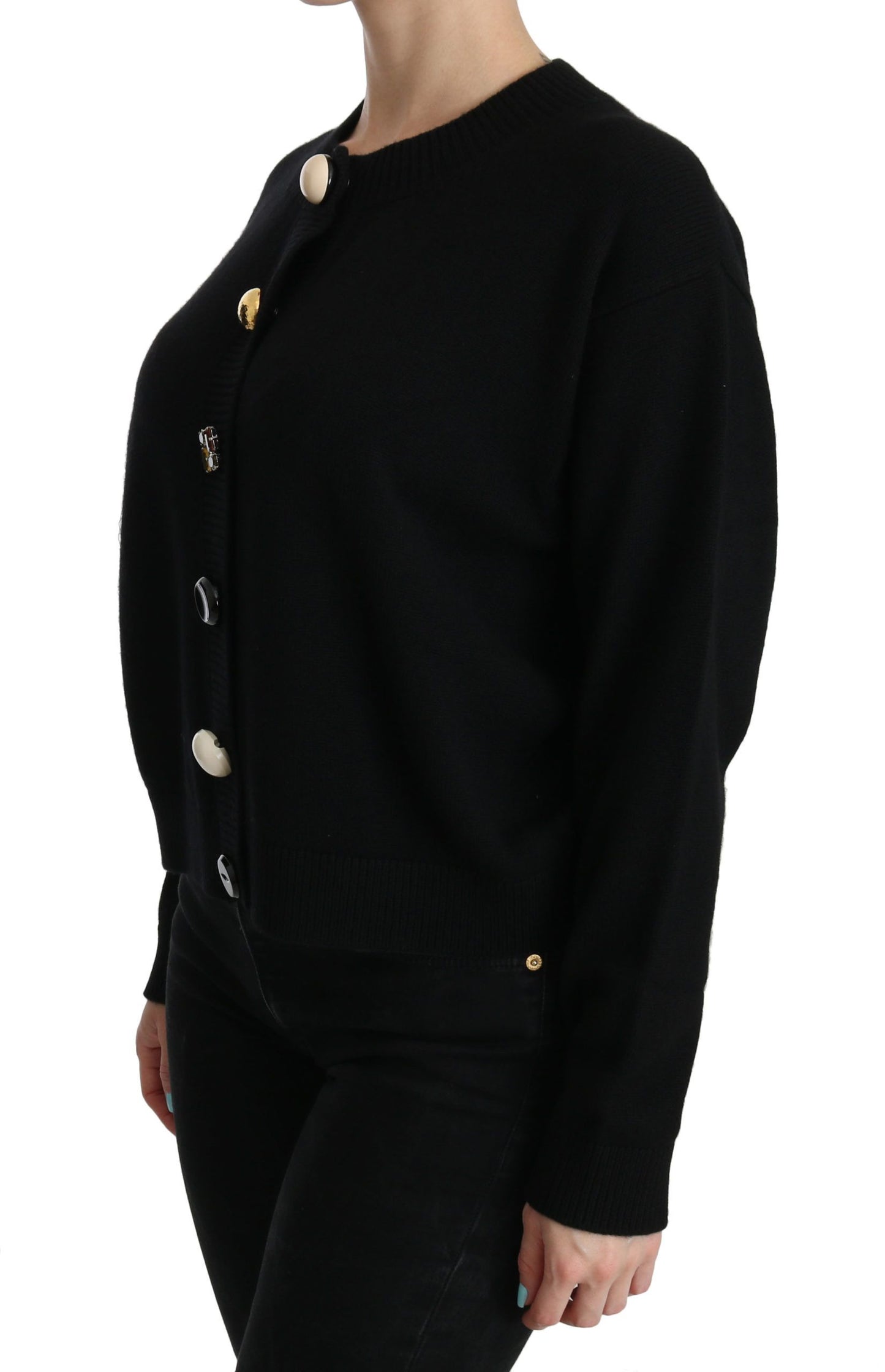 Dolce &amp; Gabbana Elegant Black Cashmere Cardigan Top