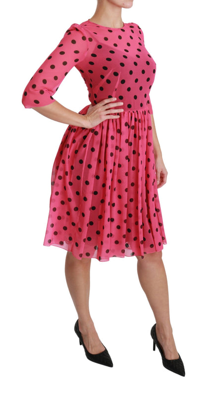 Dolce &amp; Gabbana Elegant Polka Dot A-Line Knee Length Dress