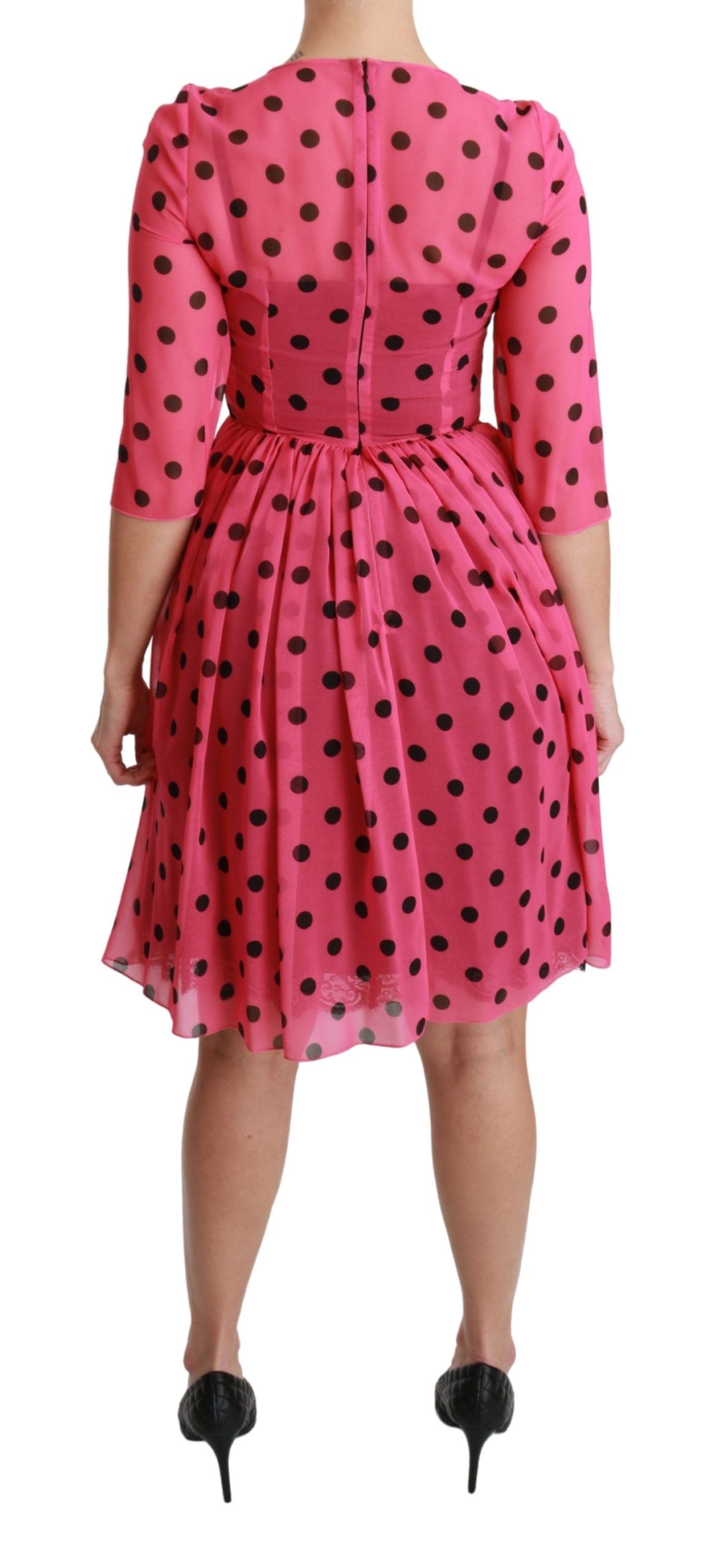 Dolce &amp; Gabbana Elegant Polka Dot A-Line Knee Length Dress