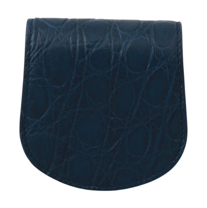 Dolce &amp; Gabbana Sleek Blue Caimano Condom Case Wallet