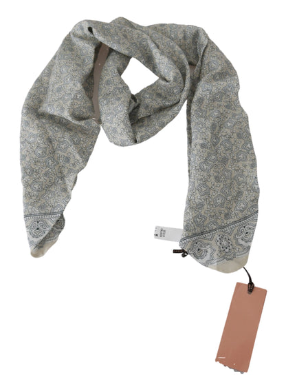 Ermanno Scervino Chic Cotton Scarf in Beige &amp; Blue Fantasy Print