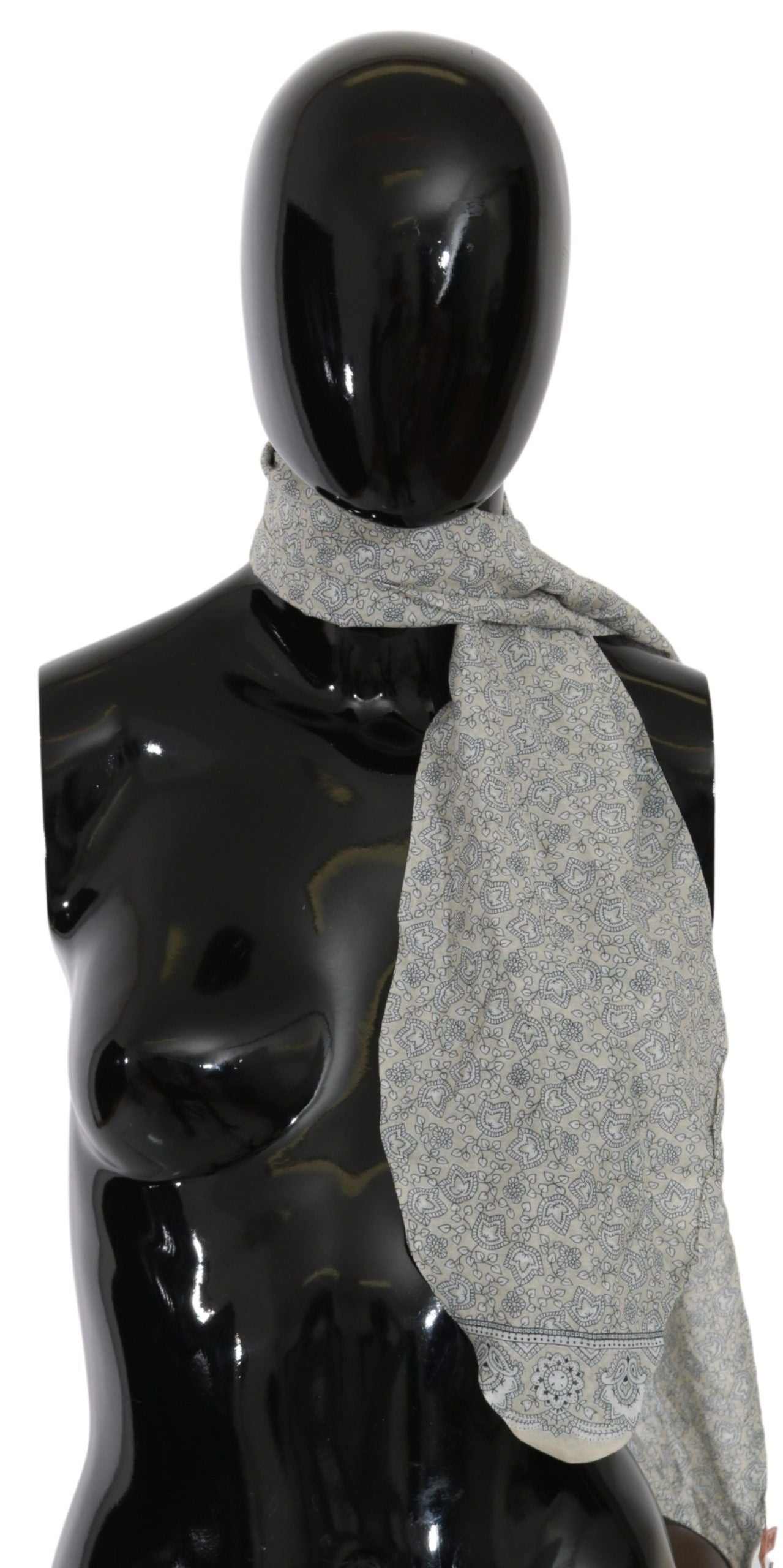 Ermanno Scervino Chic Cotton Scarf in Beige &amp; Blue Fantasy Print