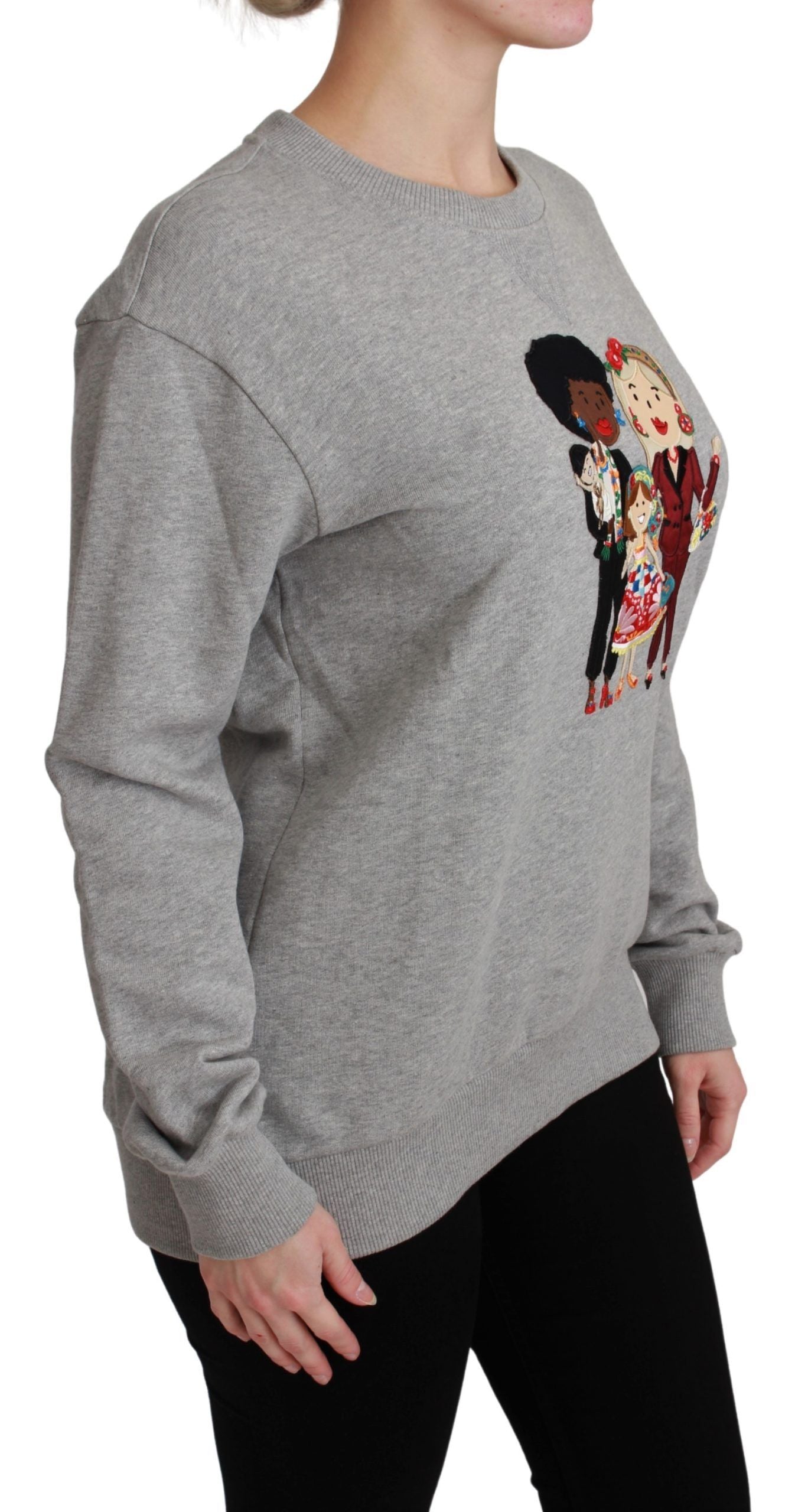 Dolce &amp; Gabbana Elegant Multicolor Embroidered Crew-neck Sweater