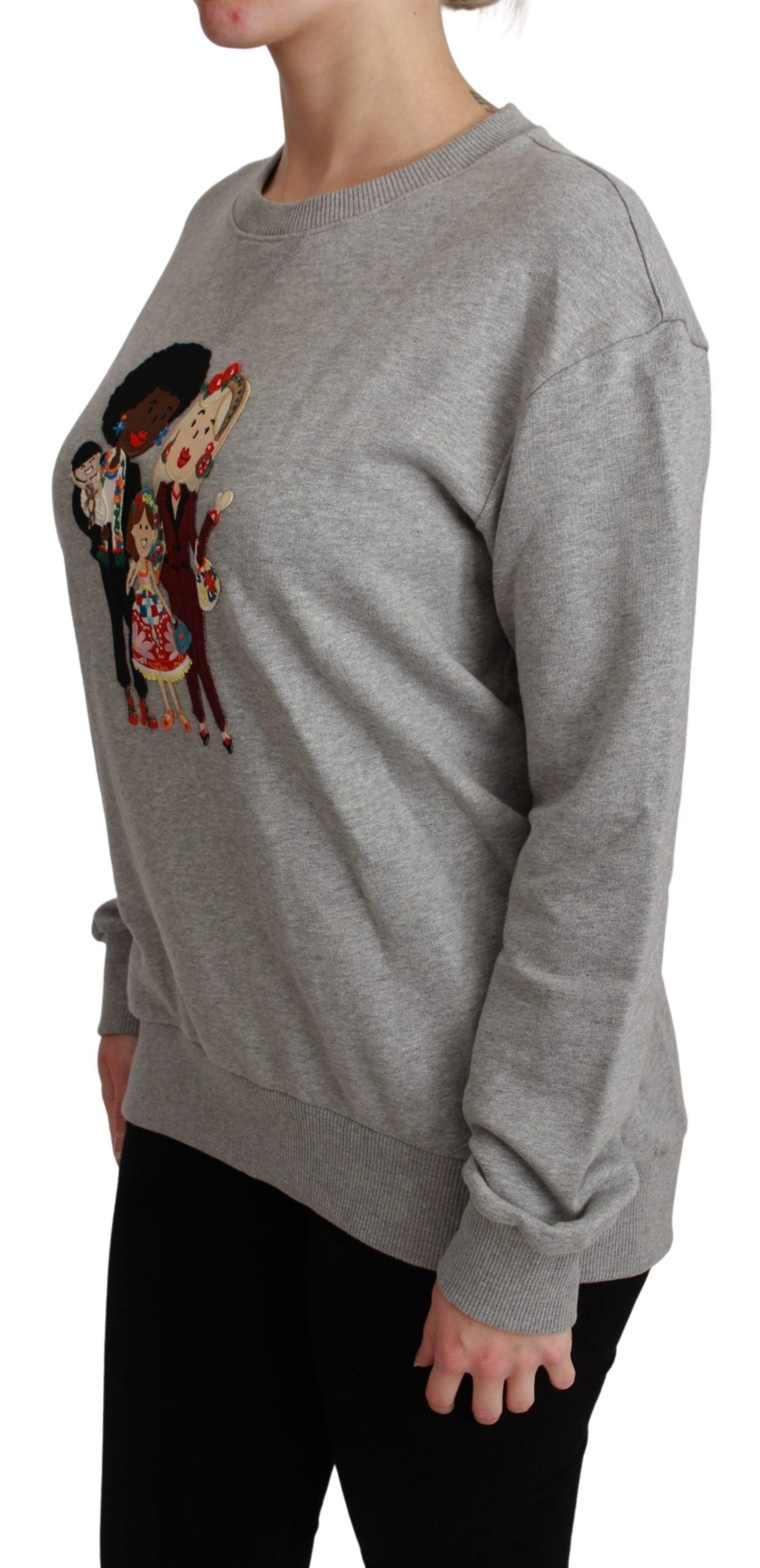 Dolce &amp; Gabbana Elegant Multicolor Embroidered Crew-neck Sweater