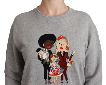 Dolce &amp; Gabbana Elegant Multicolor Embroidered Crew-neck Sweater