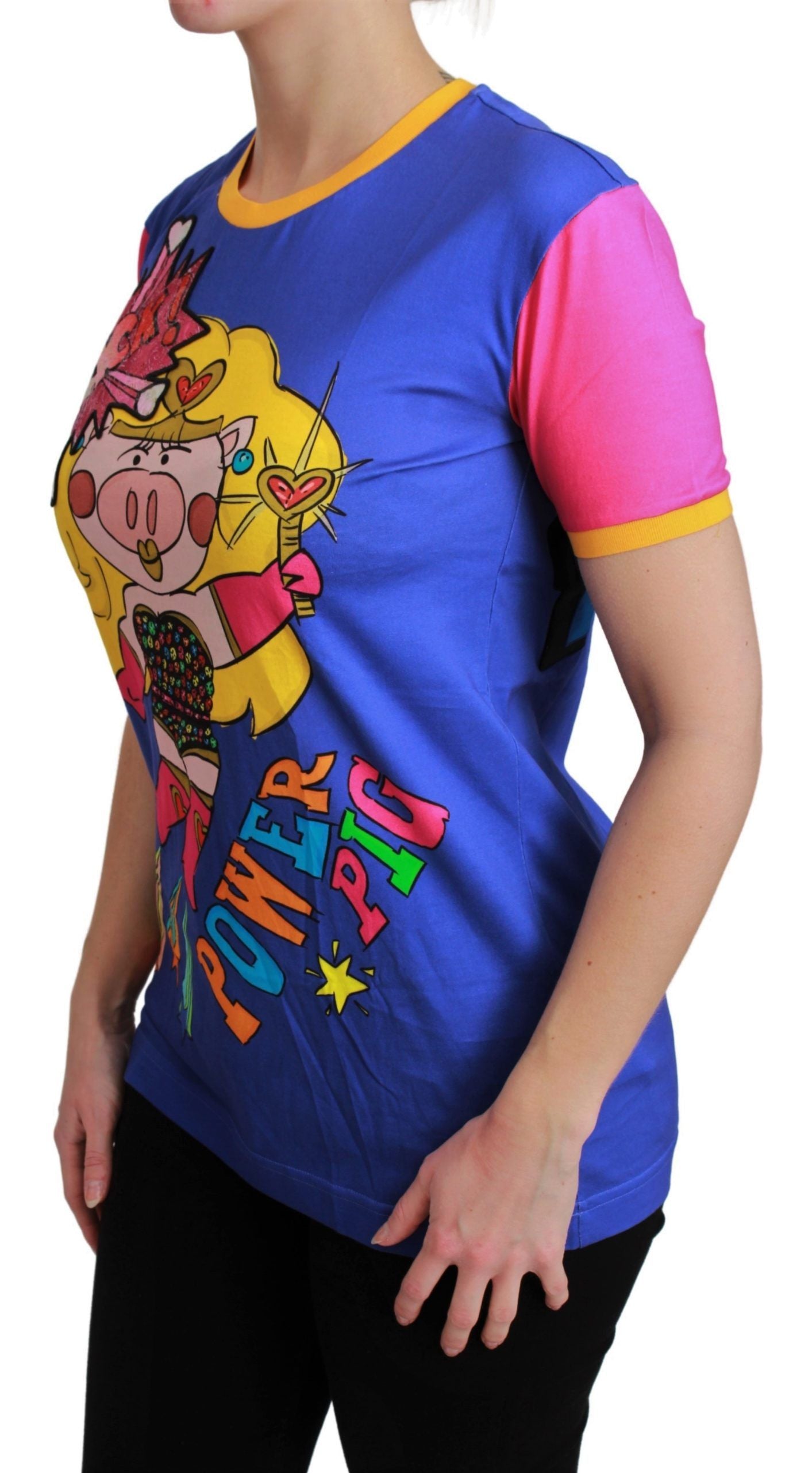 Dolce &amp; Gabbana Purple PIG SUPERGIRL Top Cotton T-shirt