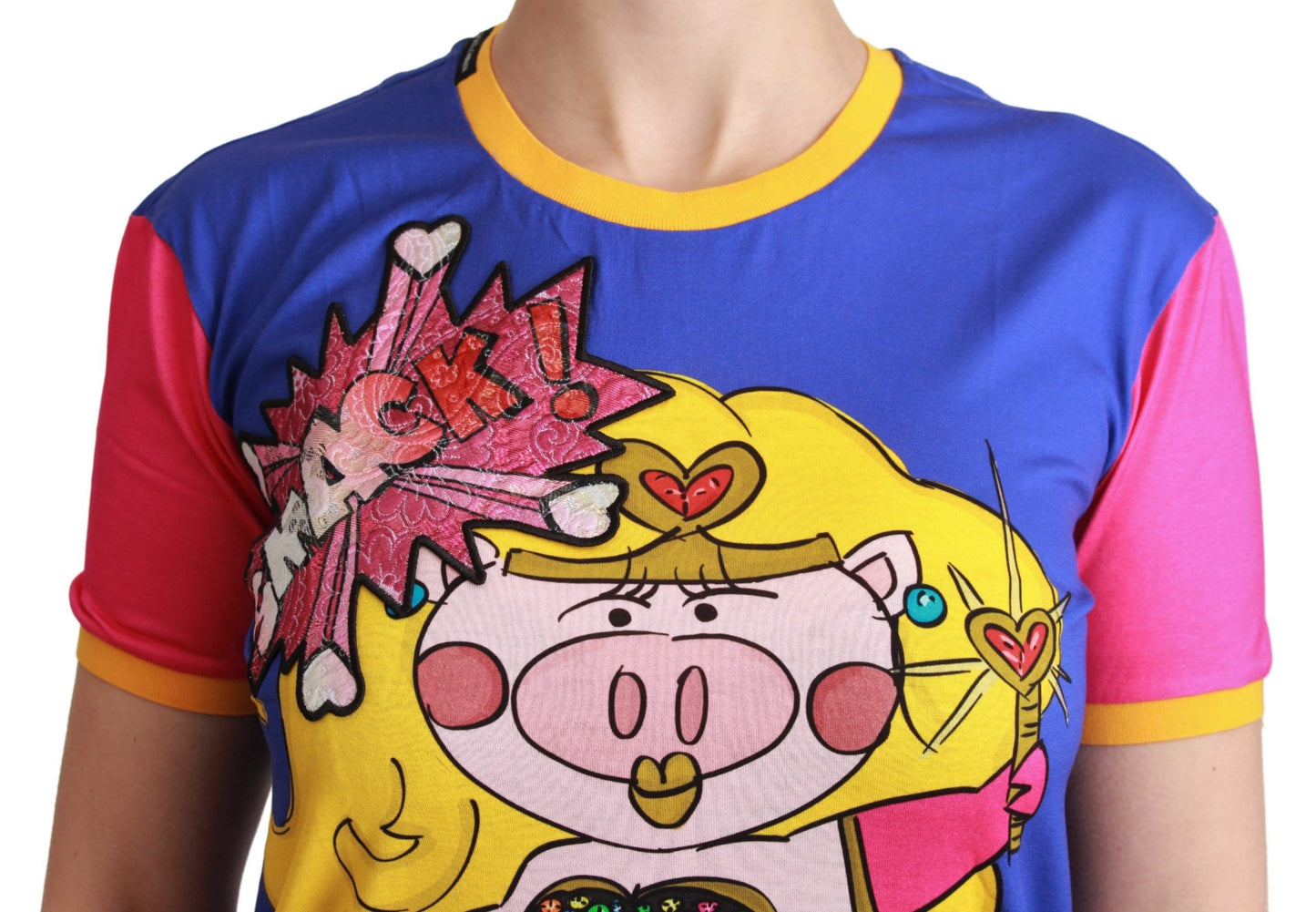 Dolce &amp; Gabbana Purple PIG SUPERGIRL Top Cotton T-shirt