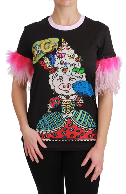 Dolce &amp; Gabbana Chic Crewneck Year of the Pig Pattern Tee