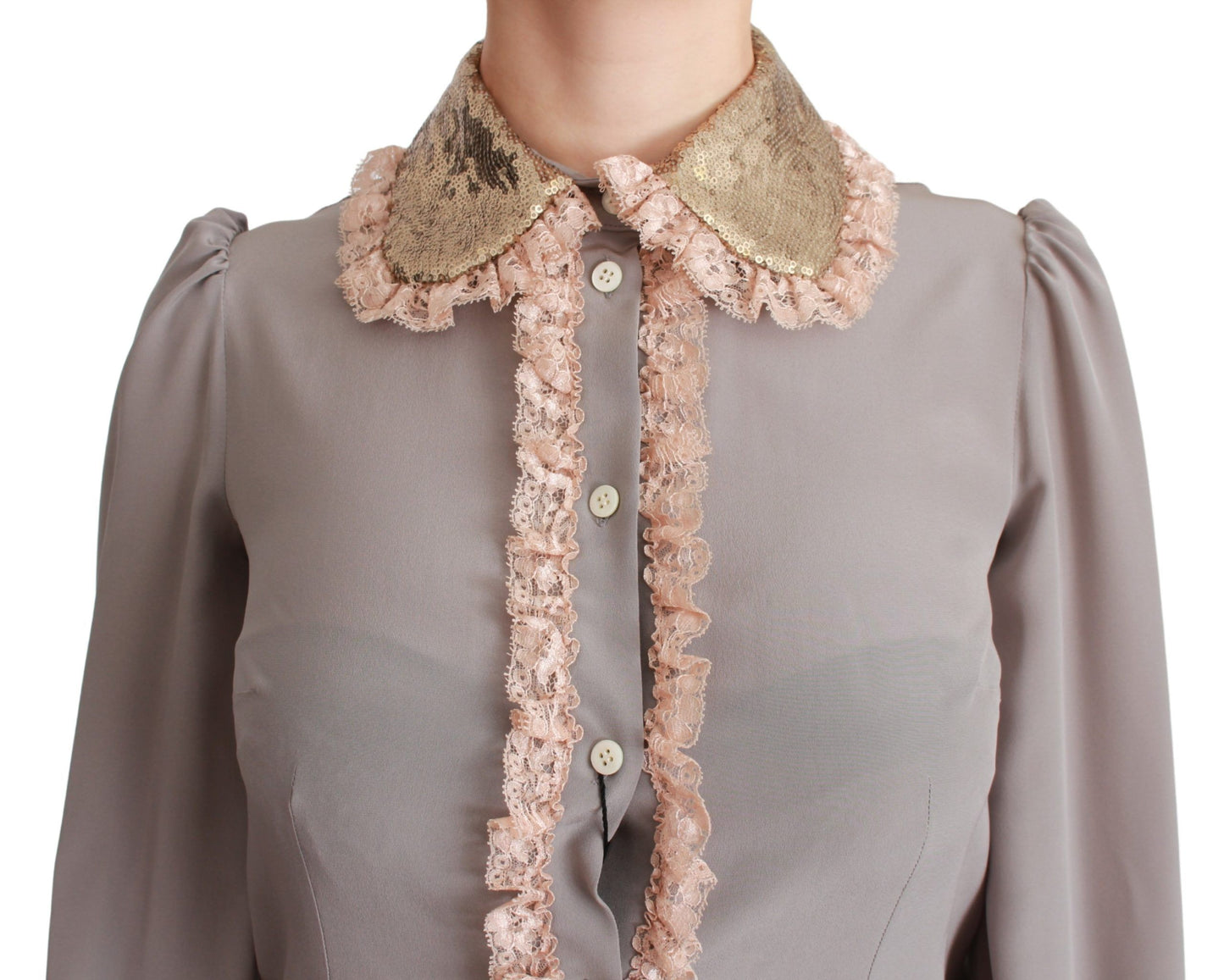 Dolce & Gabbana Elegant Silk Blend Sequin Collar Shirt