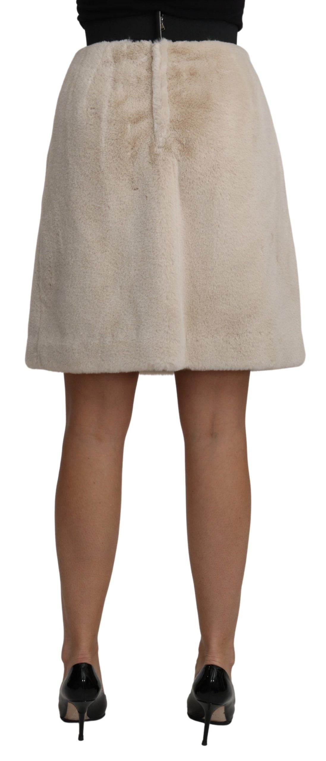 Dolce &amp; Gabbana Beige High Waist A-Line Mini Skirt