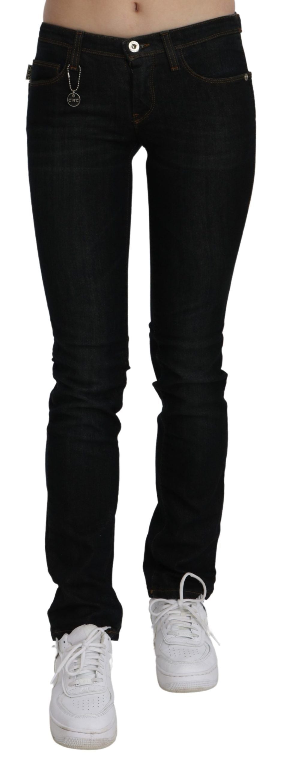 Costume National Chic Black Mid Waist Slim Fit Denim Jeans