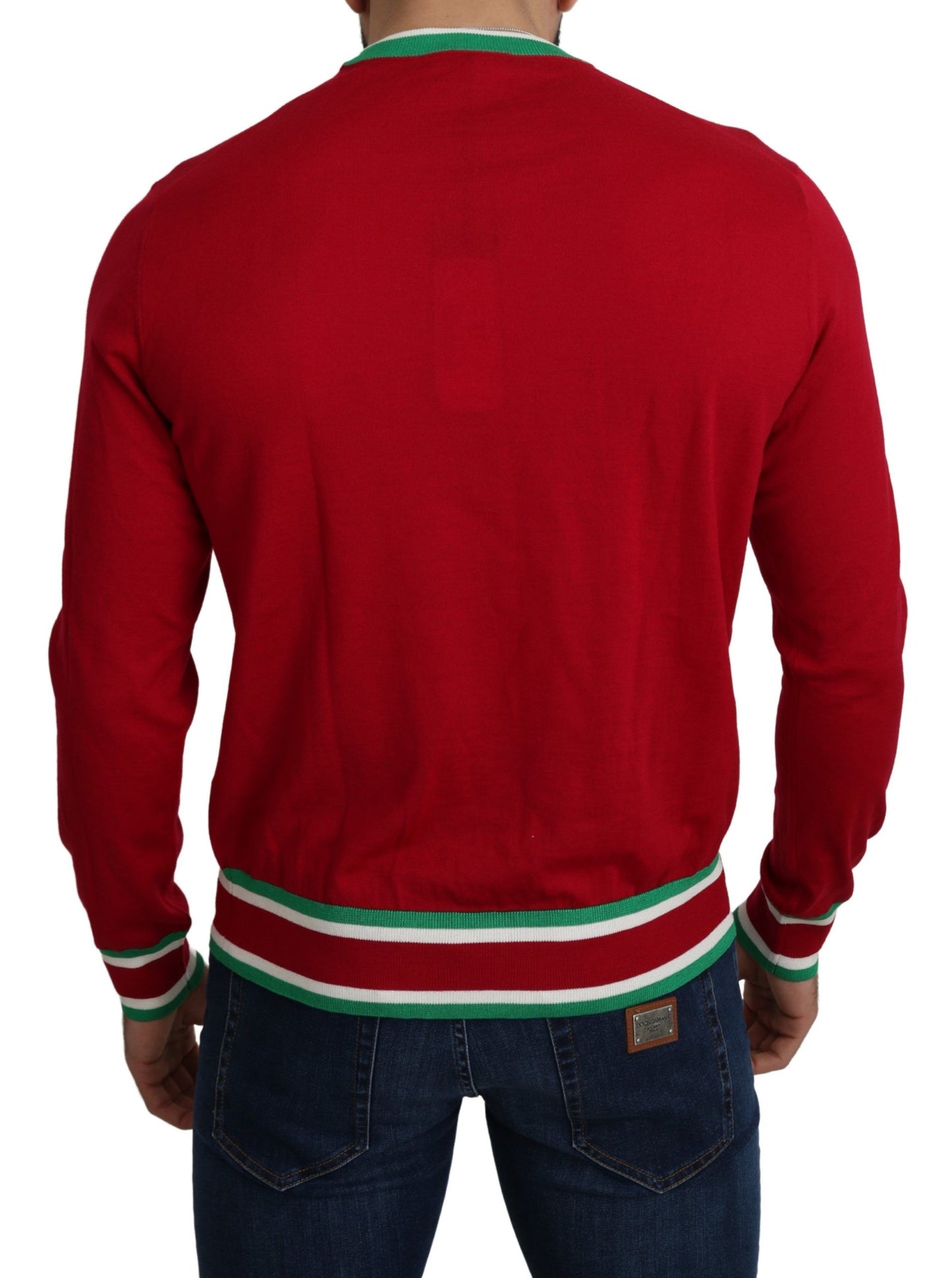 Dolce &amp; Gabbana Elegant Red Wool-Silk Crewneck Sweater