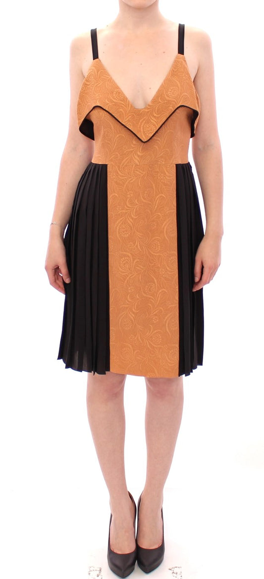 FILOS Silk Bronze &amp; Black Sleeveless Sheath Dress