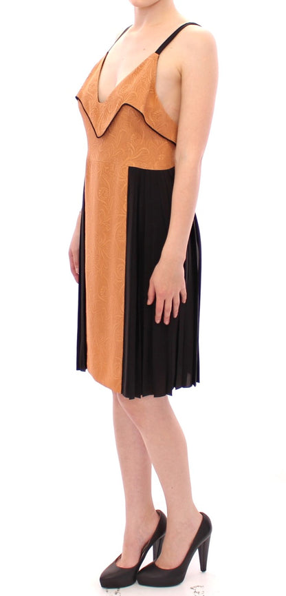 FILOS Silk Bronze &amp; Black Sleeveless Sheath Dress