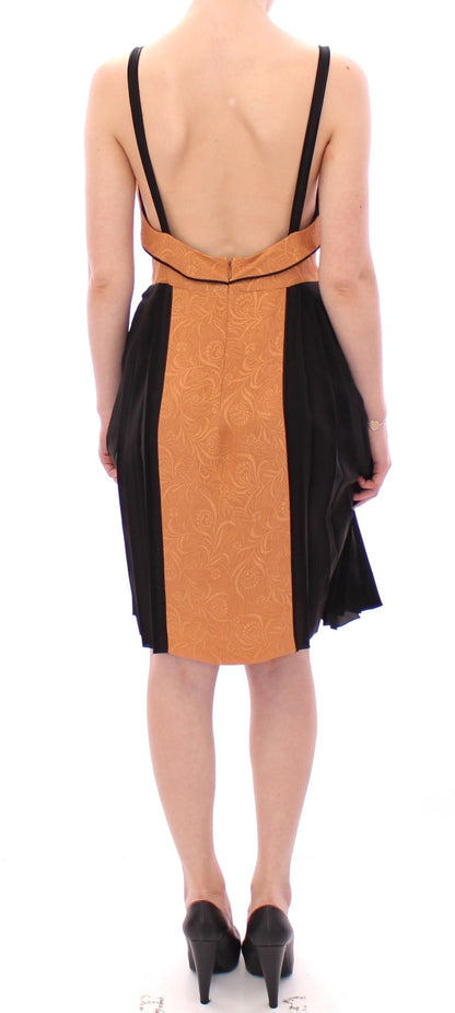 FILOS Silk Bronze &amp; Black Sleeveless Sheath Dress