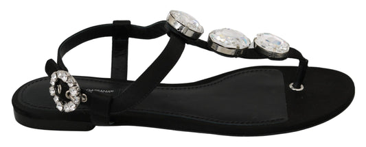 Dolce & Gabbana Elegant Crystal-Embellished Silk Sandals