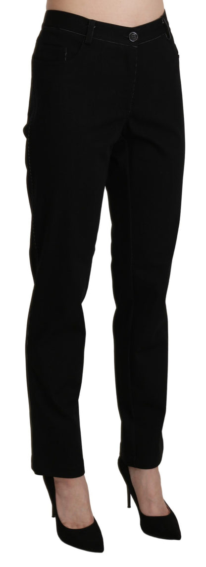 BENCIVENGA Elegant High Waist Straight Black Trousers