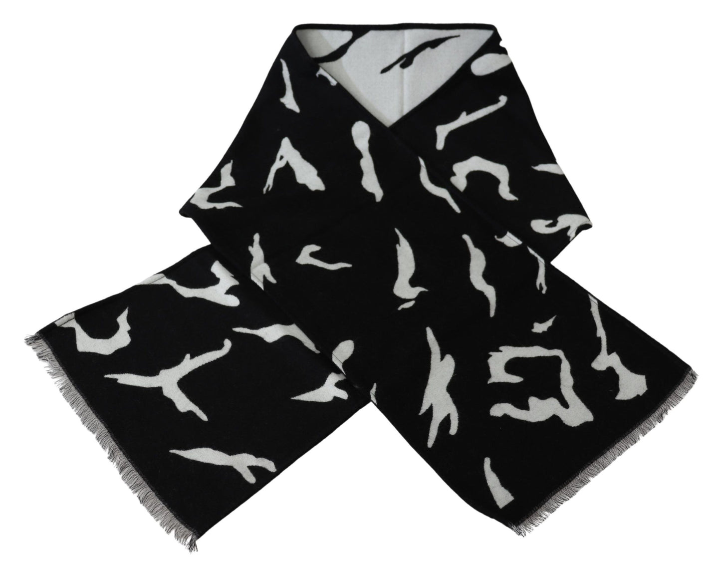 Givenchy Elegant Unisex Wool-Silk Scarf in Black &amp; White