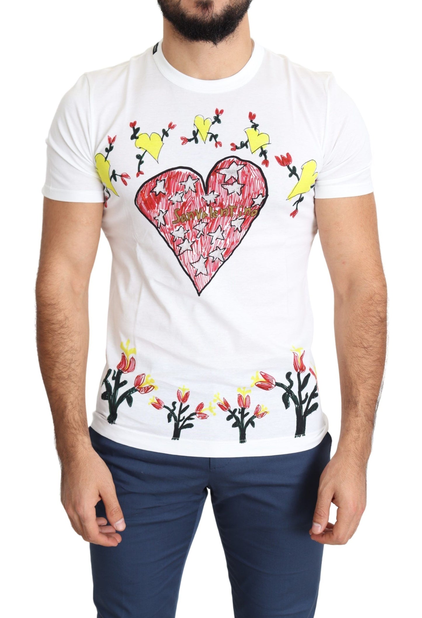 Dolce &amp; Gabbana Chic Saint Valentine Print Crew Neck T-Shirt