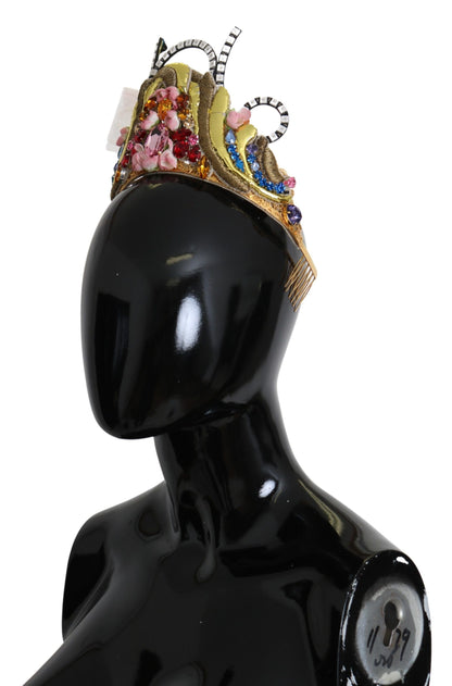 Dolce &amp; Gabbana Stunning Crystal Diadem Tiara - Gold Multicolor