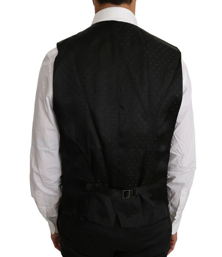 Dolce &amp; Gabbana Black Solid Wool Silk Vest