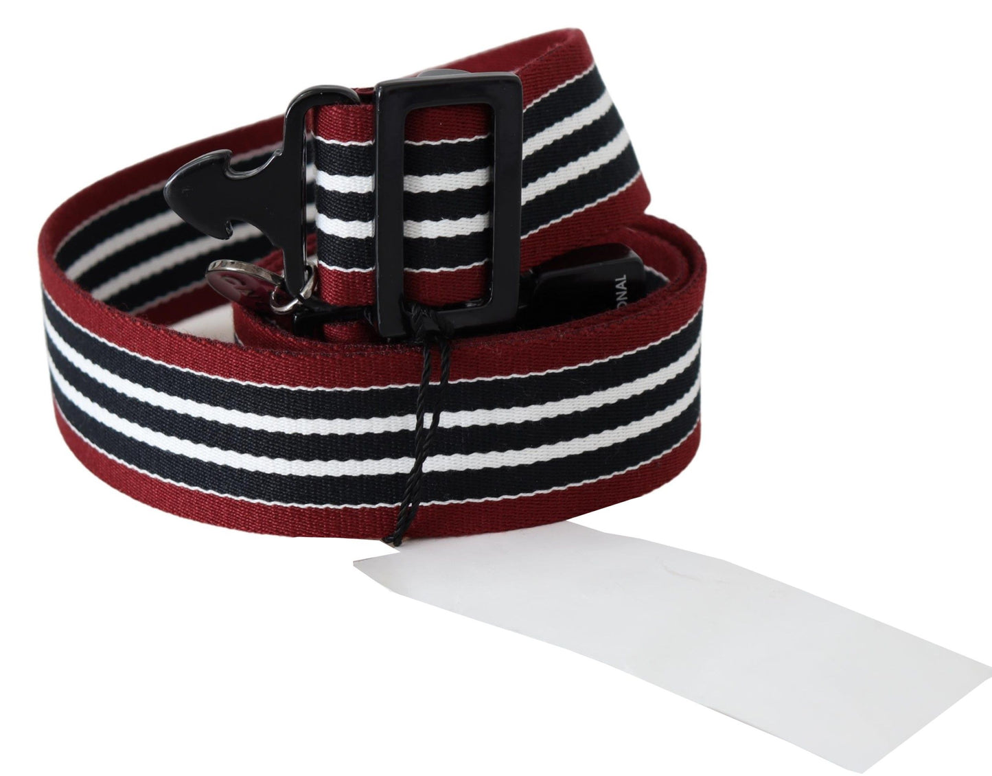 Costume National Striped Leather Fashion Belt in Black &amp; Red