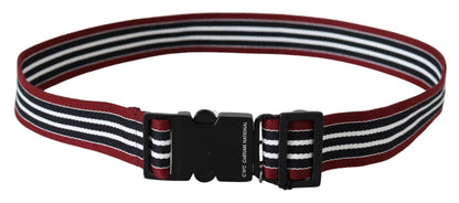 Costume National Striped Leather Fashion Belt in Black &amp; Red