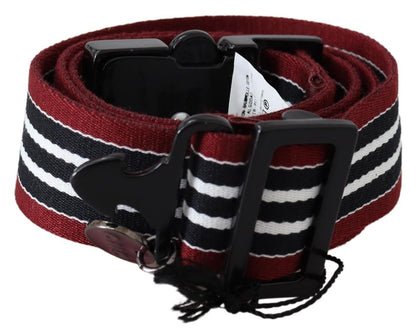 Costume National Striped Leather Fashion Belt in Black &amp; Red