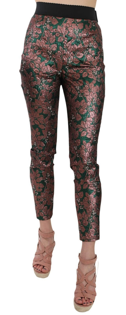 Dolce &amp; Gabbana Multicolor Iridescent Brocade Jacquard Trousers Crop Pants