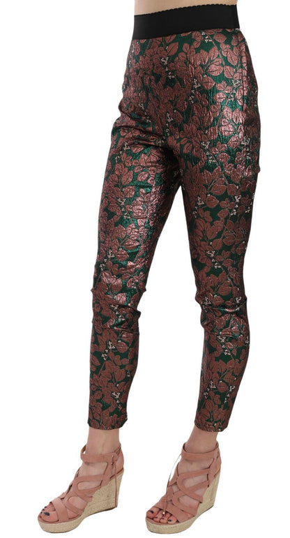 Dolce &amp; Gabbana Multicolor Iridescent Brocade Jacquard Trousers Crop Pants