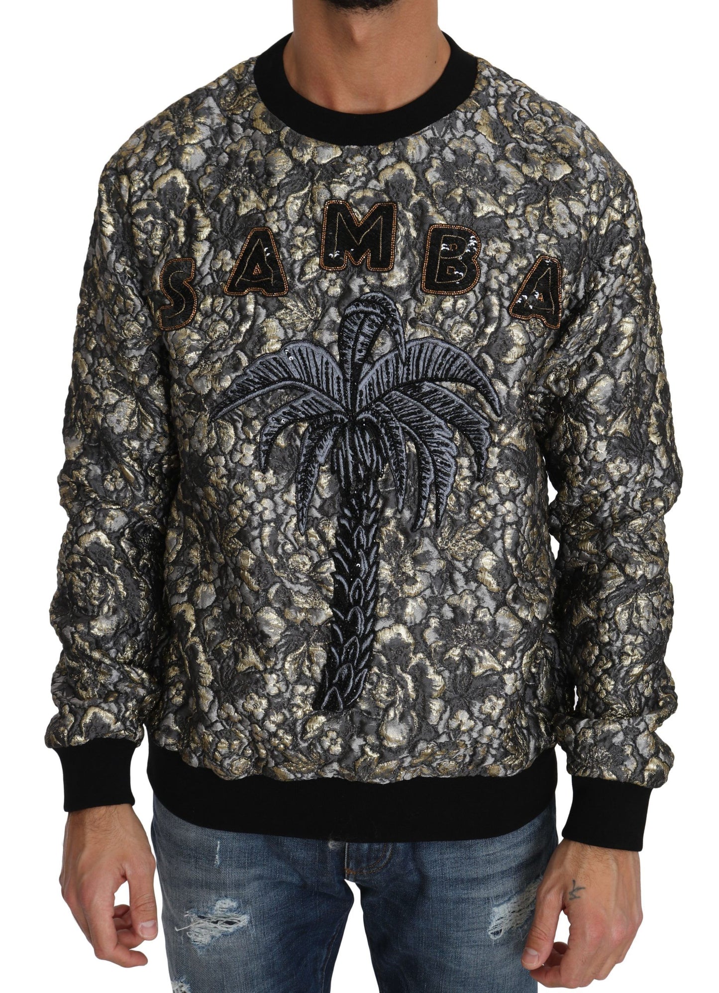 Dolce &amp; Gabbana Samba Jacquard Palm Crewneck Sweater