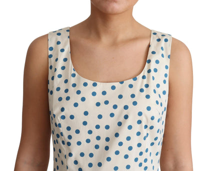 Dolce &amp; Gabbana Elegant Beige Polka Dot A-Line Sleeveless Dress