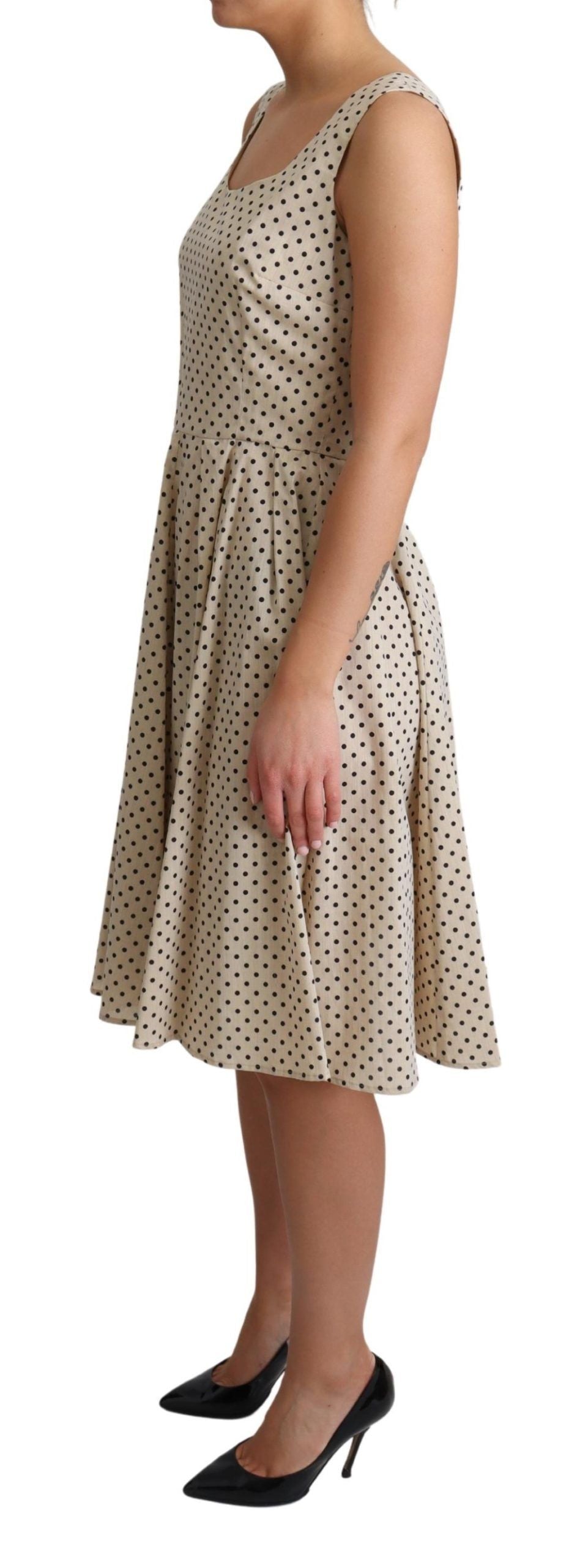 Dolce &amp; Gabbana Elegant Polka Dot Sleeveless A-Line Dress