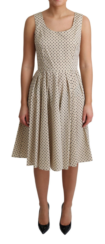 Dolce &amp; Gabbana Elegant Polka Dot Sleeveless A-Line Dress