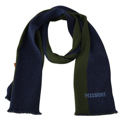 Missoni Authentic Wool Scarf with Stripes and Logo Embroidery