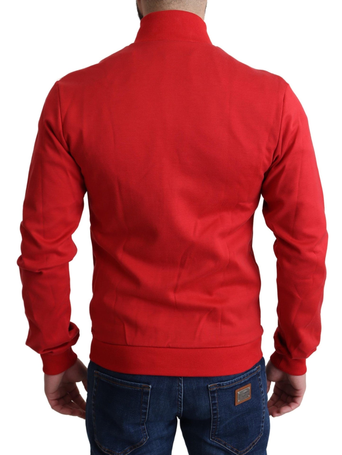 Dolce &amp; Gabbana Chic Red Turtle Neck Zip Cardigan Sweater