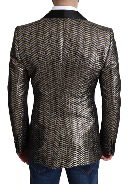 Dolce &amp; Gabbana Multicolor Metallic Jacquard Polyester Blazer Jacket