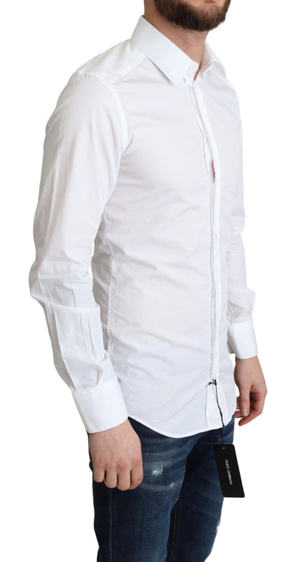 Dolce &amp; Gabbana White Cotton Long Sleeves Men Formal Shirt