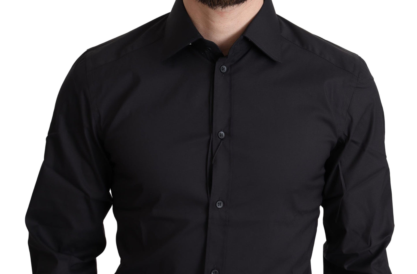 Dolce &amp; Gabbana Black Cotton Blend Formal Dress Shirt