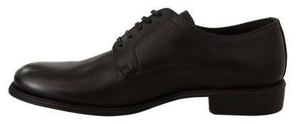 Dolce &amp; Gabbana Black Leather Lace Up Mens Formal Derby Shoes