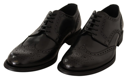 Dolce &amp; Gabbana Black Leather Oxford Wingtip Formal Shoes