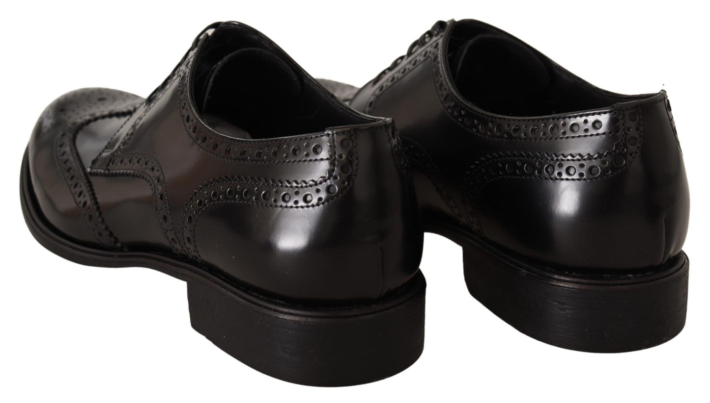 Dolce &amp; Gabbana Black Leather Oxford Wingtip Formal Shoes